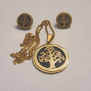 GOLD & BLACK MONEY TREE 3D EARRINGS SET